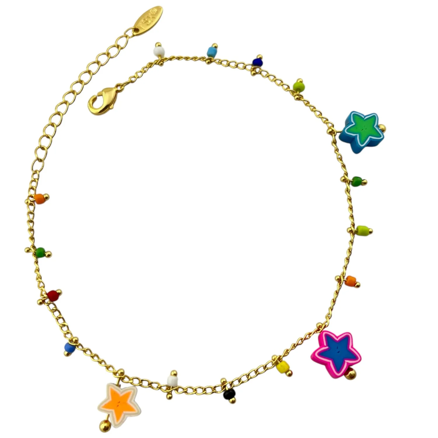 پابند زنانه با آویزهای ستارهای رنگارنگ و طراحی فانتزی