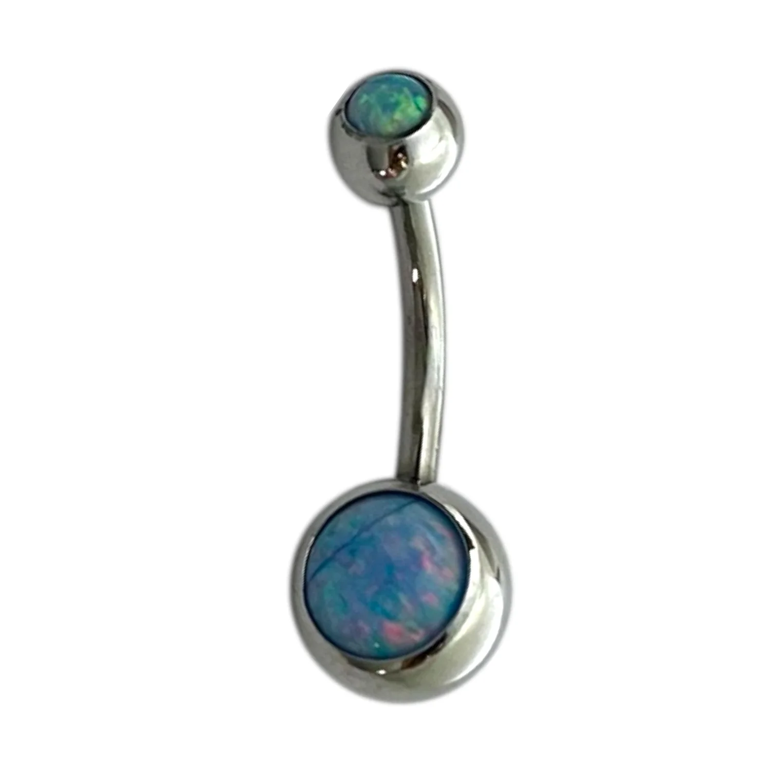 پیرسینگ ناف استیل با نگین اوپال