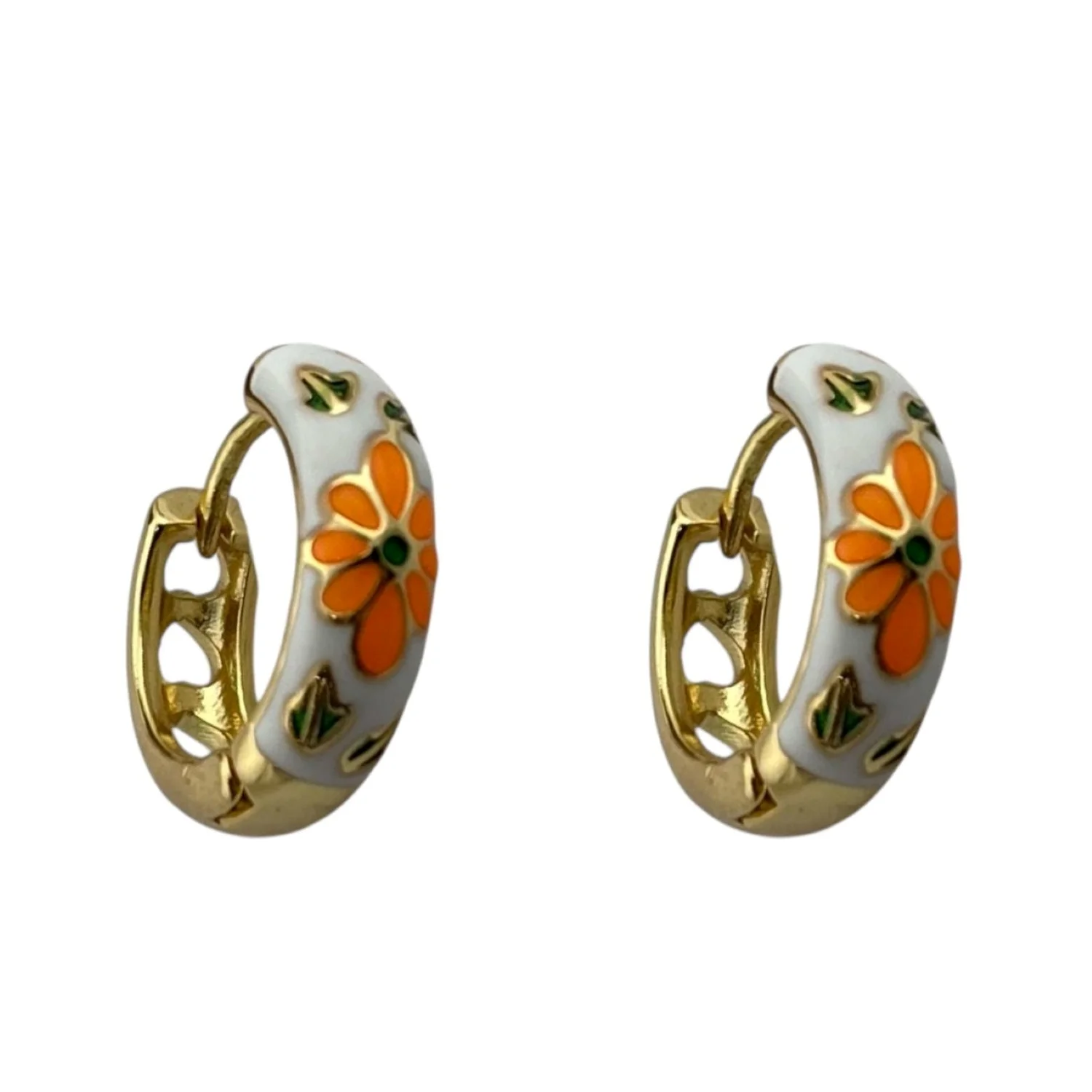 گوشواره زنانه طرح گل میناکاری شده با رنگ ثابت