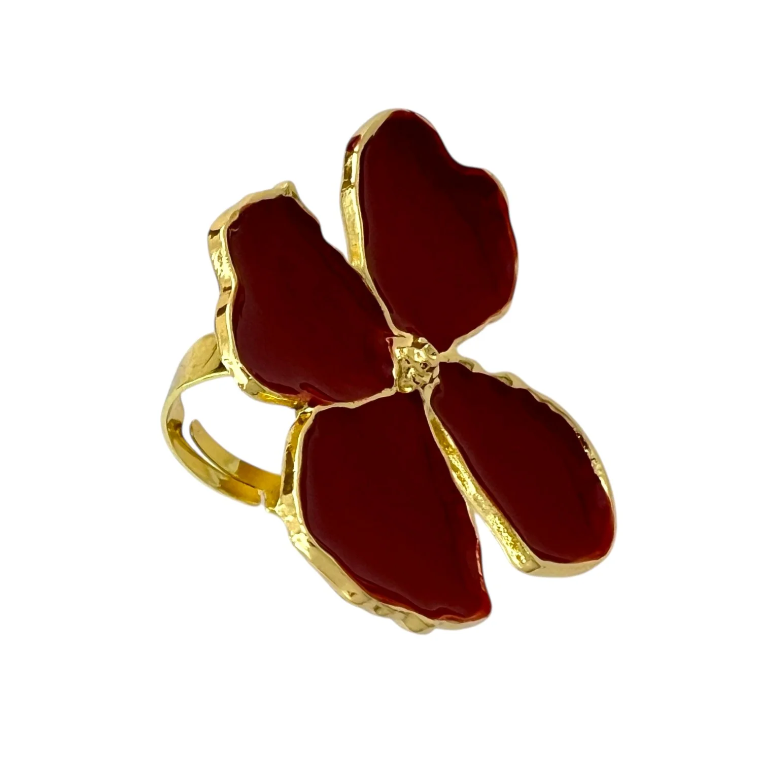 انگشتر زنانه مدل میناکاری گل با طراحی خاص و رنگ جذاب