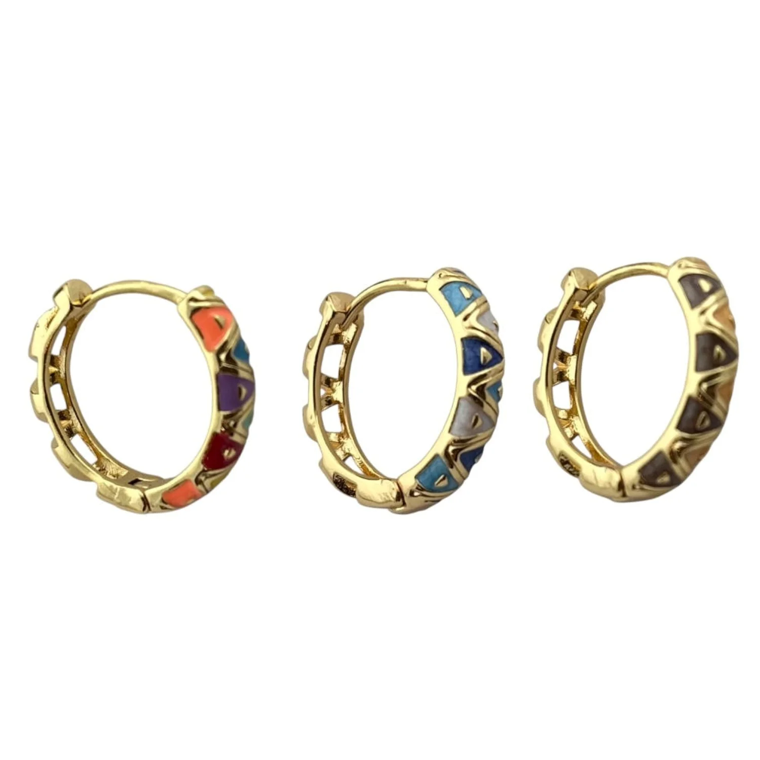 گوشواره زنانه میناکاری طرح مثلث - ظرافت و رنگ در کنار هم