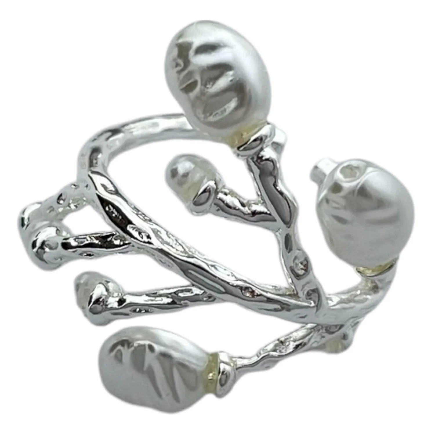 انگشتر زنانه مینیمال طرح برگ مروارید