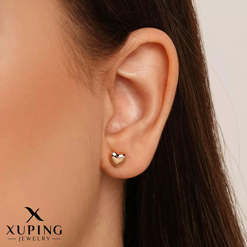 گوشواره سوزنی طرح قلب با روکش طلایی ژوپینگ، ظرافت در اوج سادگی