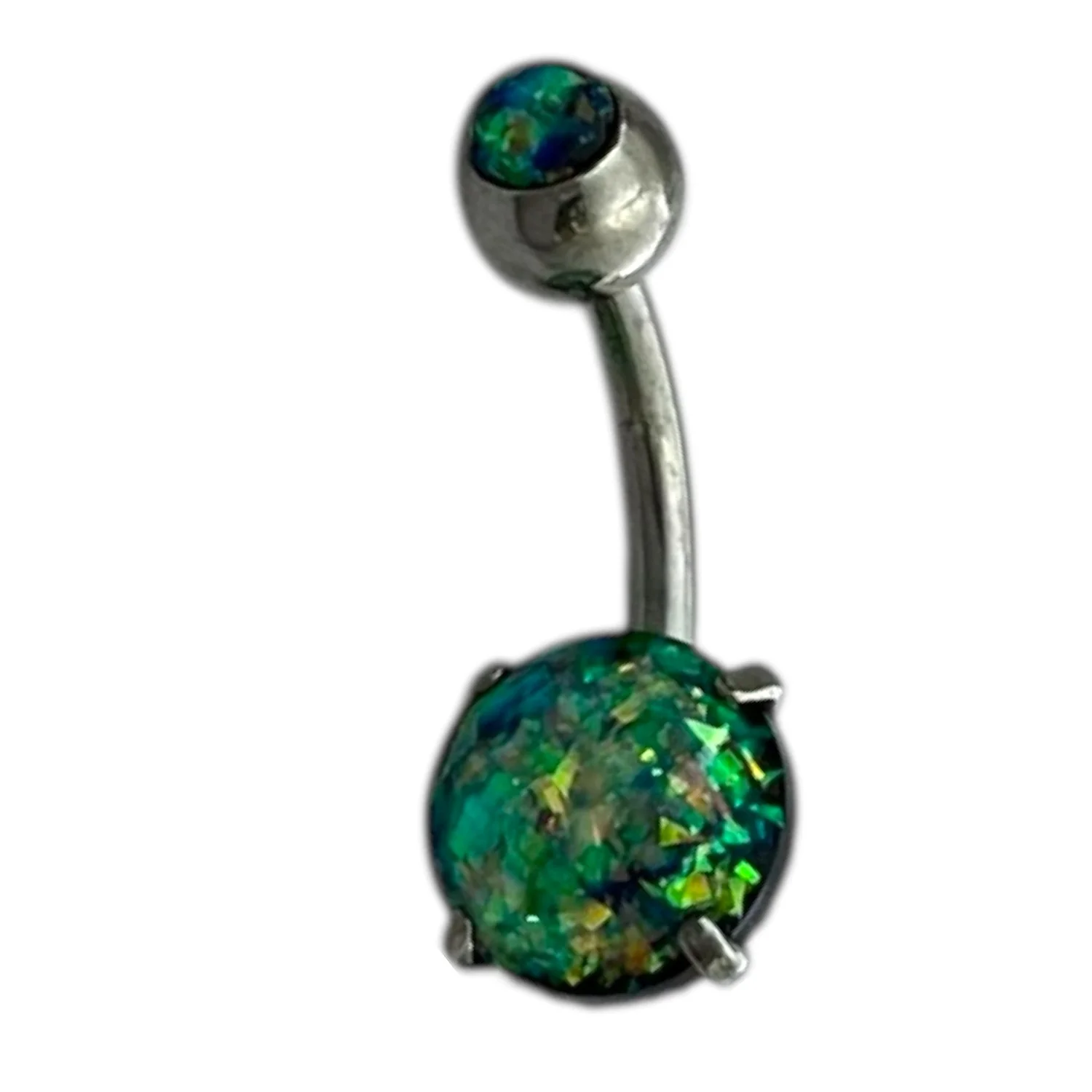 پیرسینگ ناف استیل با نگین اوپال