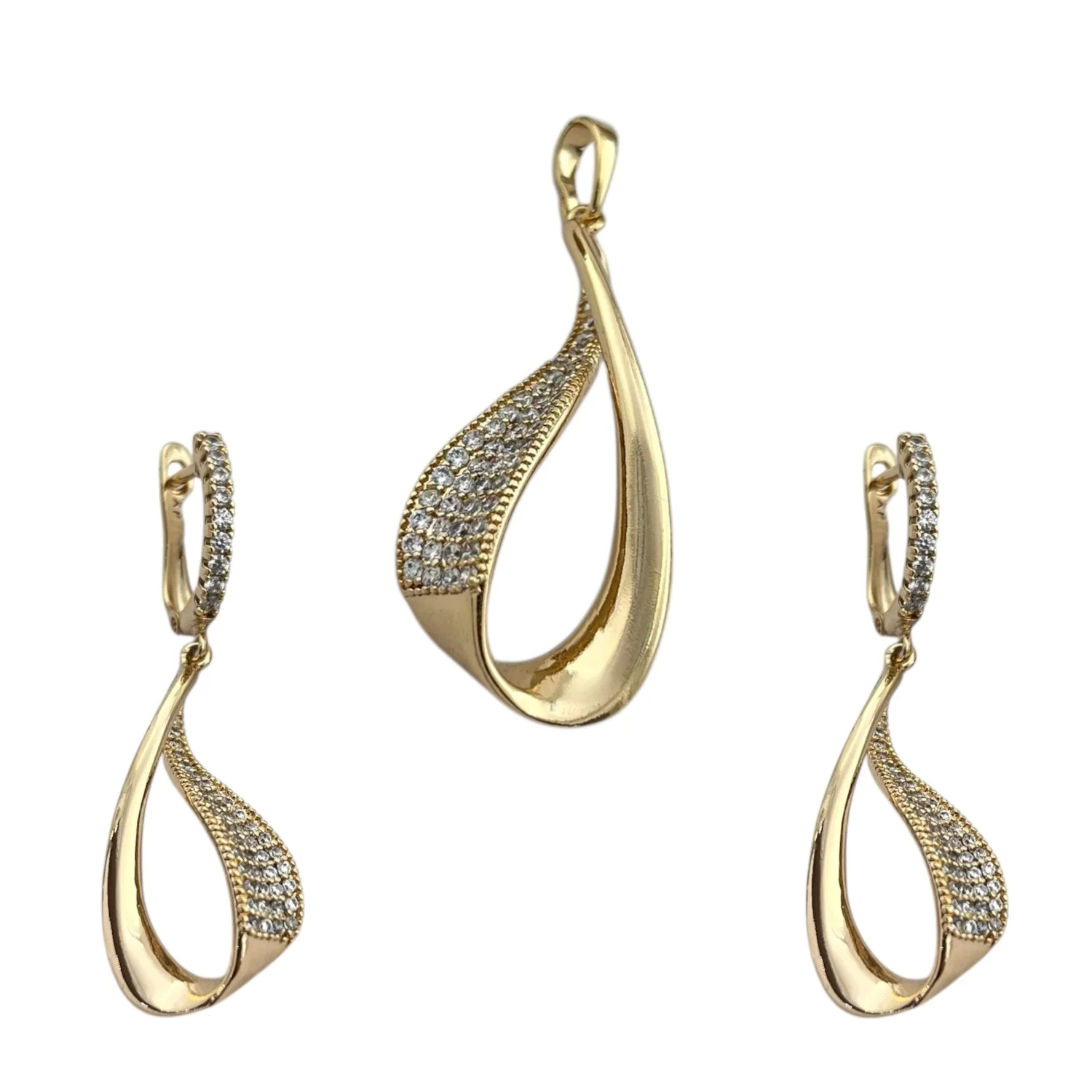 نیم ست زنانه با طرح جواهر و روکش طلایی ژوپینگ