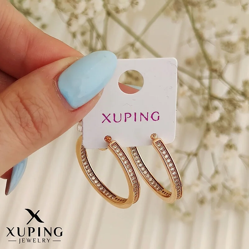 گوشواره حلقه ای فول نگین ژوپینگ، درخشش بی نظیر و طراحی بی نقص Xuping