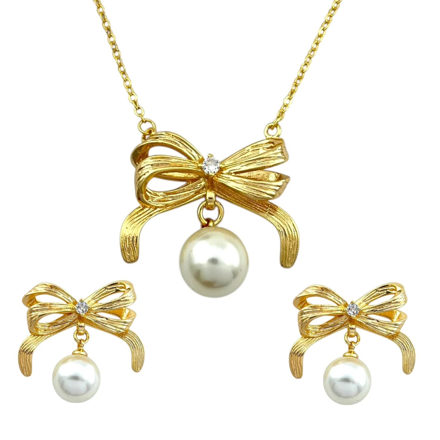 نیم ست زنانه شیک با طرح پاپیون مروارید