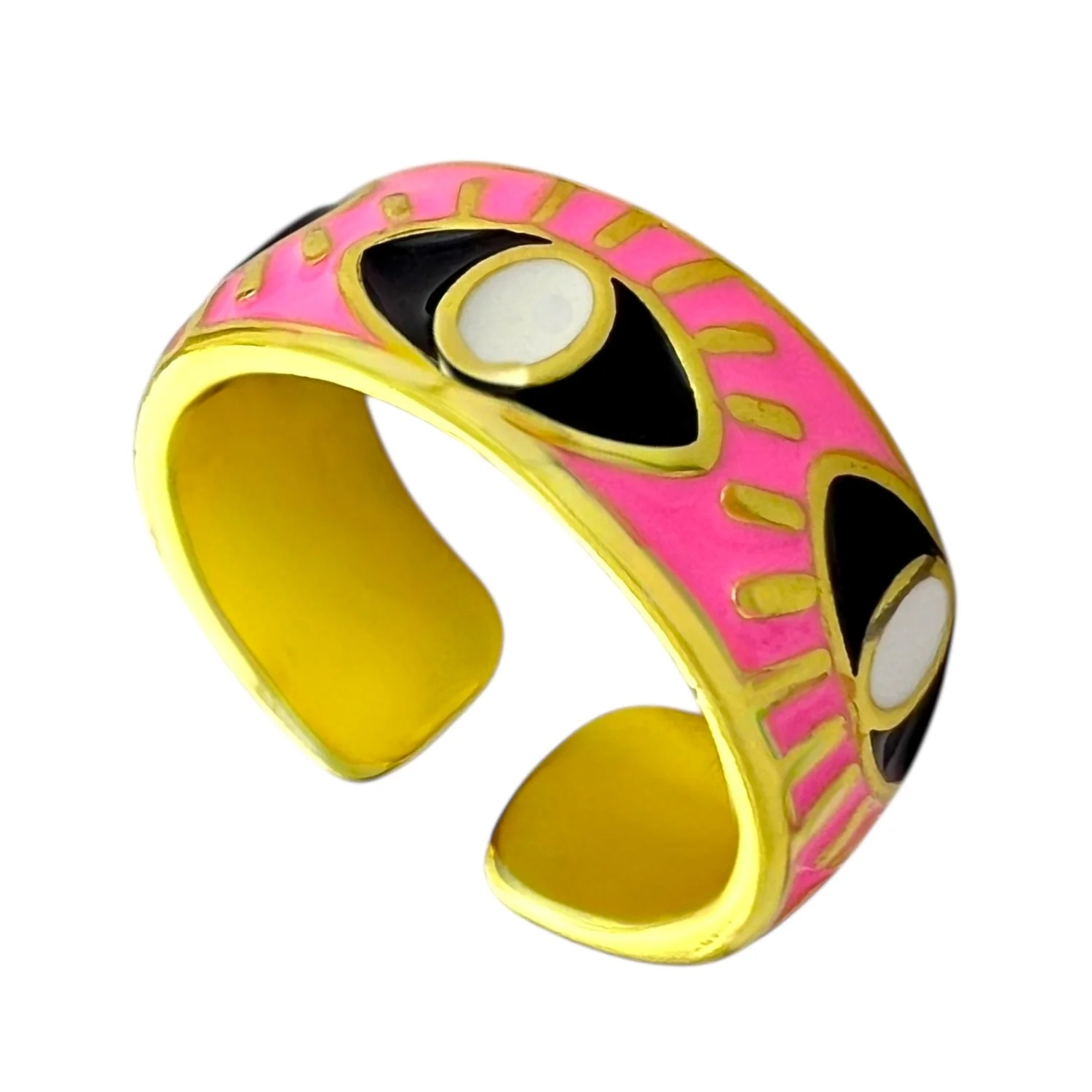 انگشتر زنانه با طرح میناکاری چشم رنگی، جذابیت در دستان شما