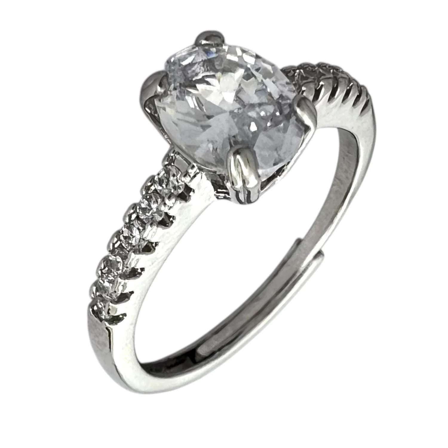 انگشتر زنانه طرح سولیتر جواهری با نگین درخشان