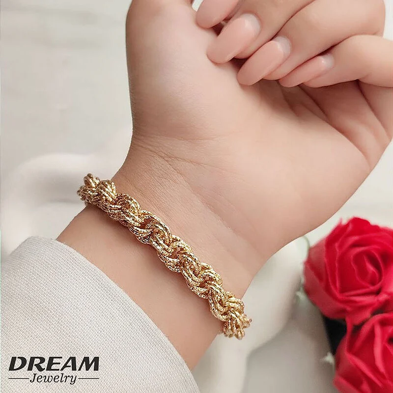 دستبند بافت تمام تراش DREAM، درخشش طلایی برای استایلی بی‌نظیر 