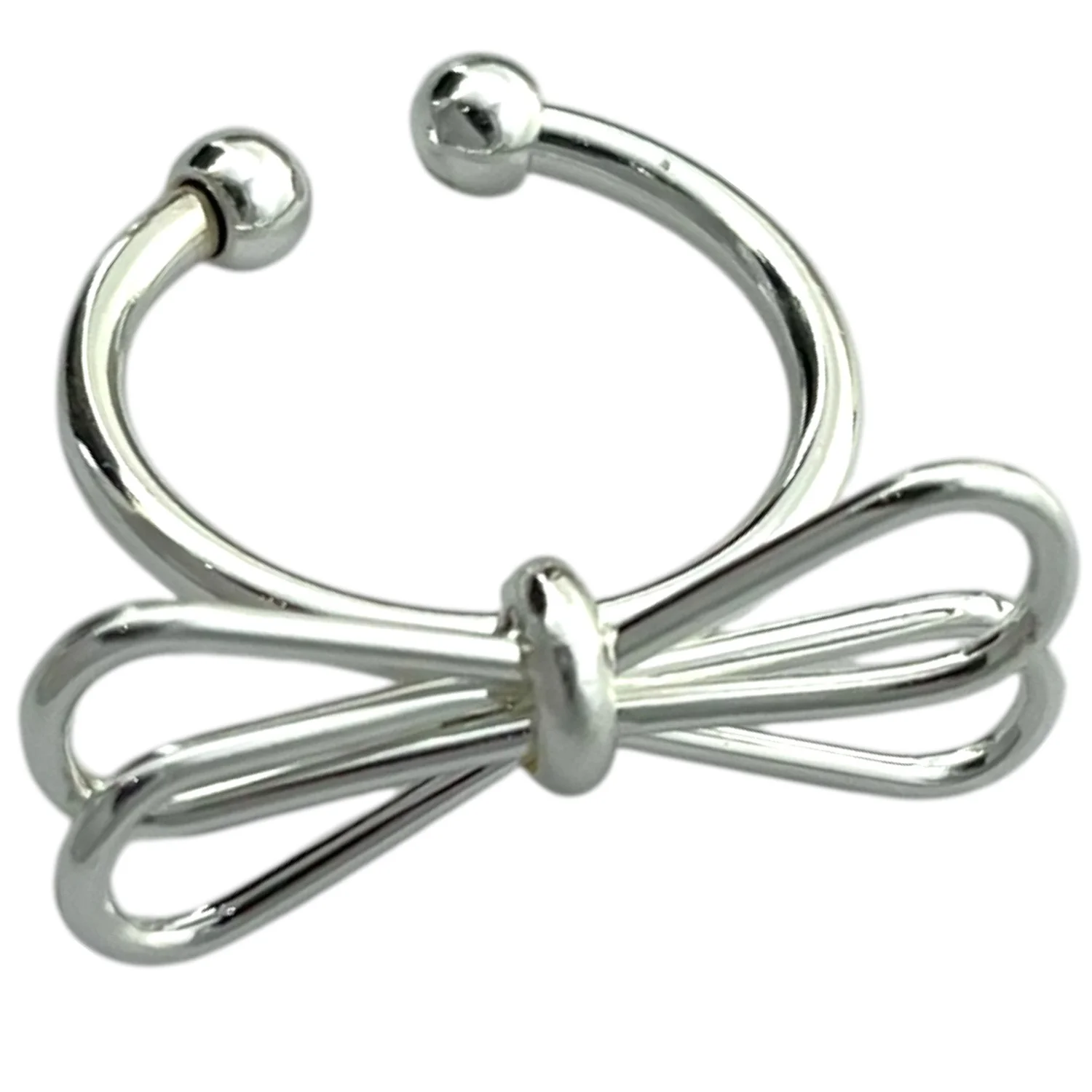 انگشتر زنانه مینیمال با طرح پاپیون نقره ای ظریف و شیک