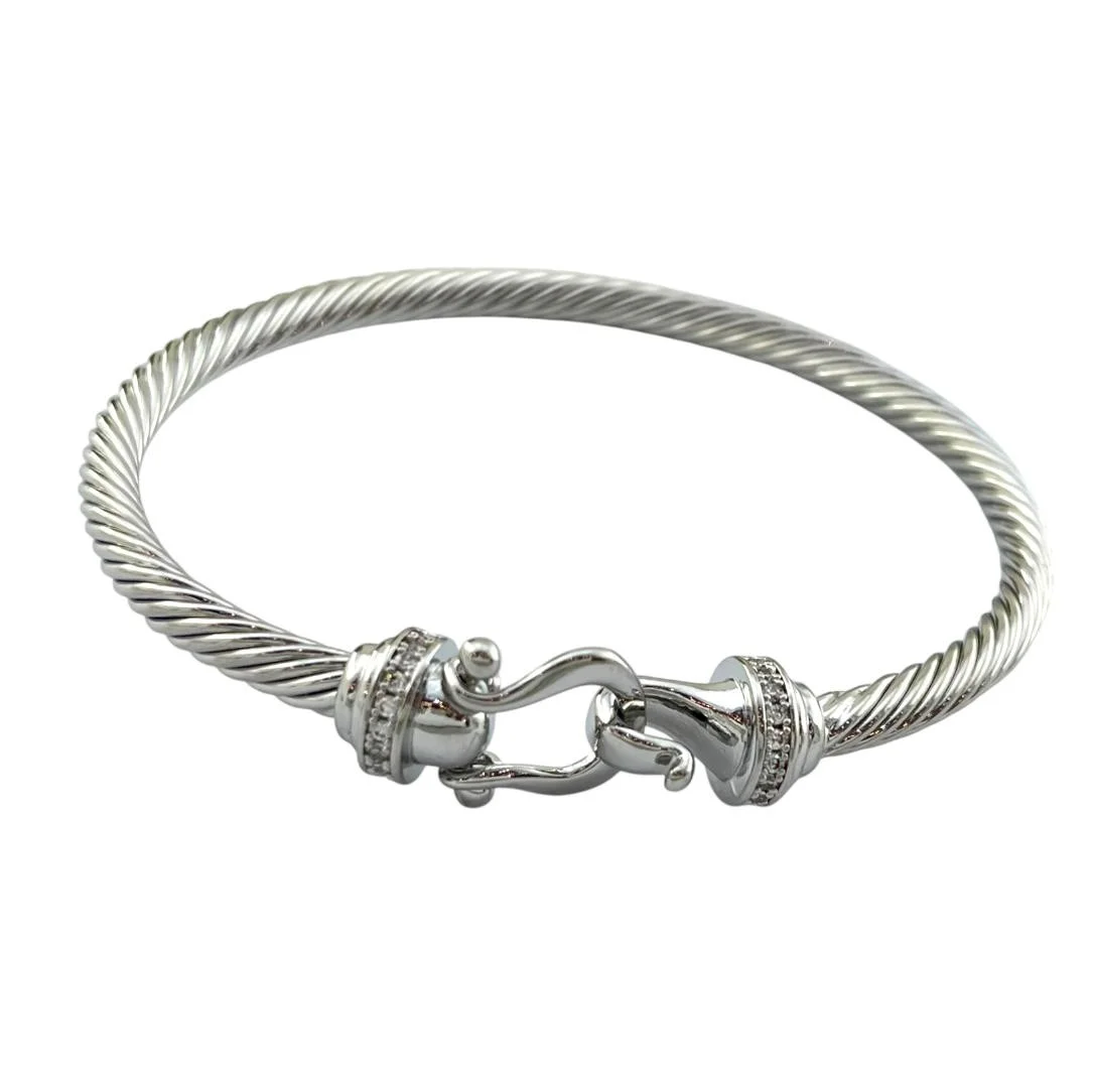 دستبند زنانه مدل مارینا طرح قایق بادبانی با بافت طنابی نقرهای