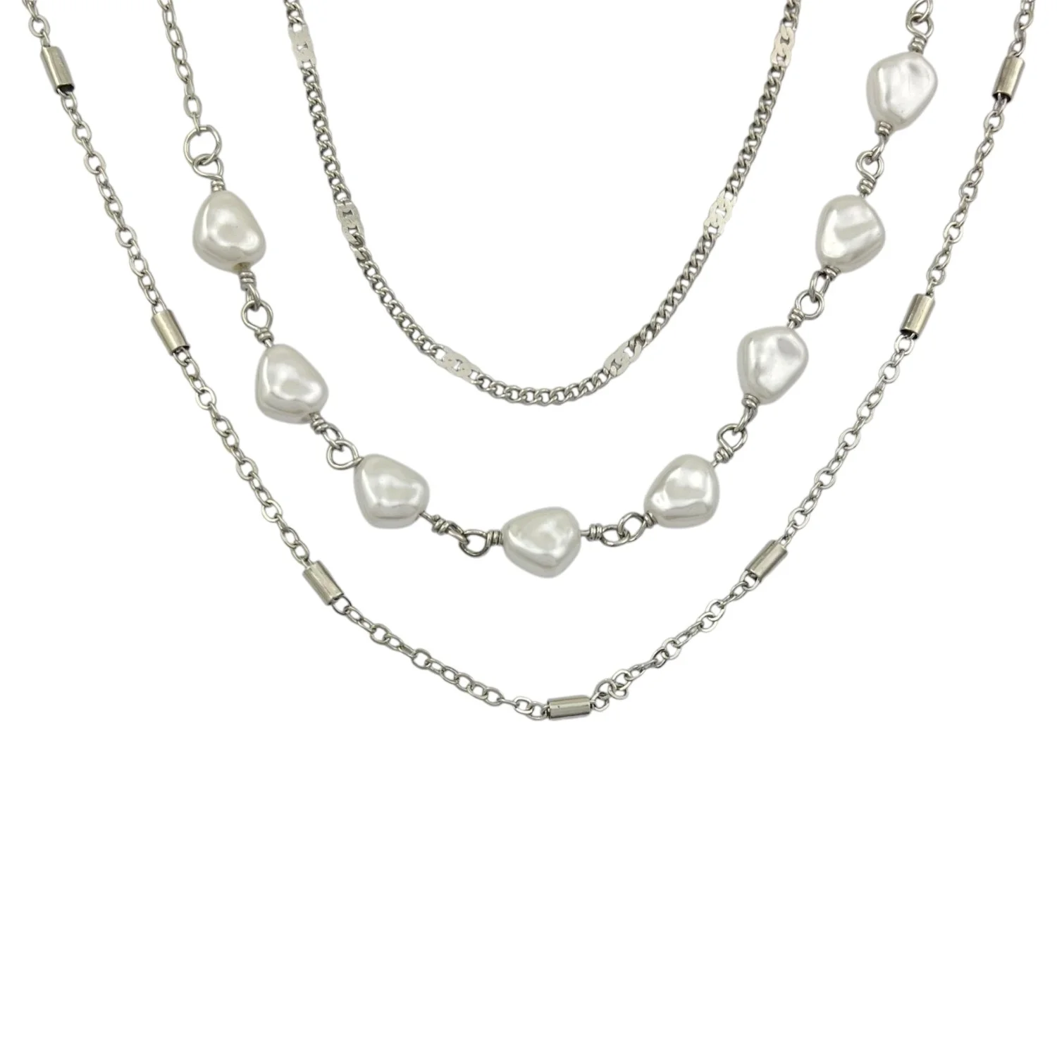 گردنبند زنانه سه لاین با مروارید