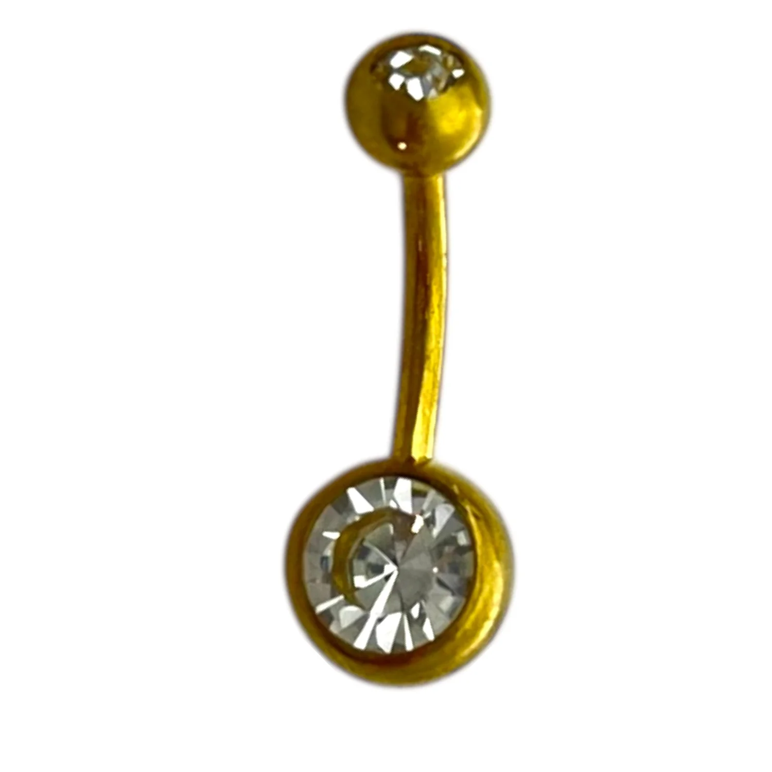 پیرسینگ ناف استیل نگیندار طرح طلا