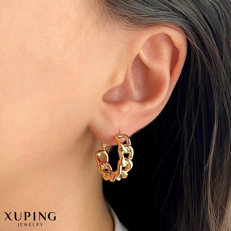 گوشواره حلقه ای کارتیر با قفل کلیپسی با روکش طلای ژوپینگ