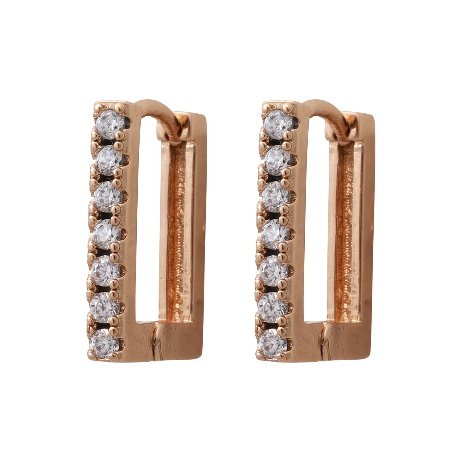 گوشواره زنانه با طرح مستطیلی و نگین‌های ظریف ژوپینگ