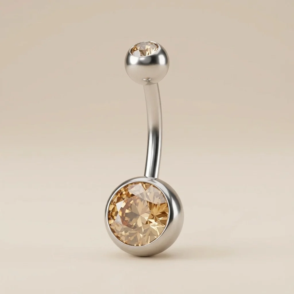 پیرسینگ ناف استیل نگین‌دار زنانه