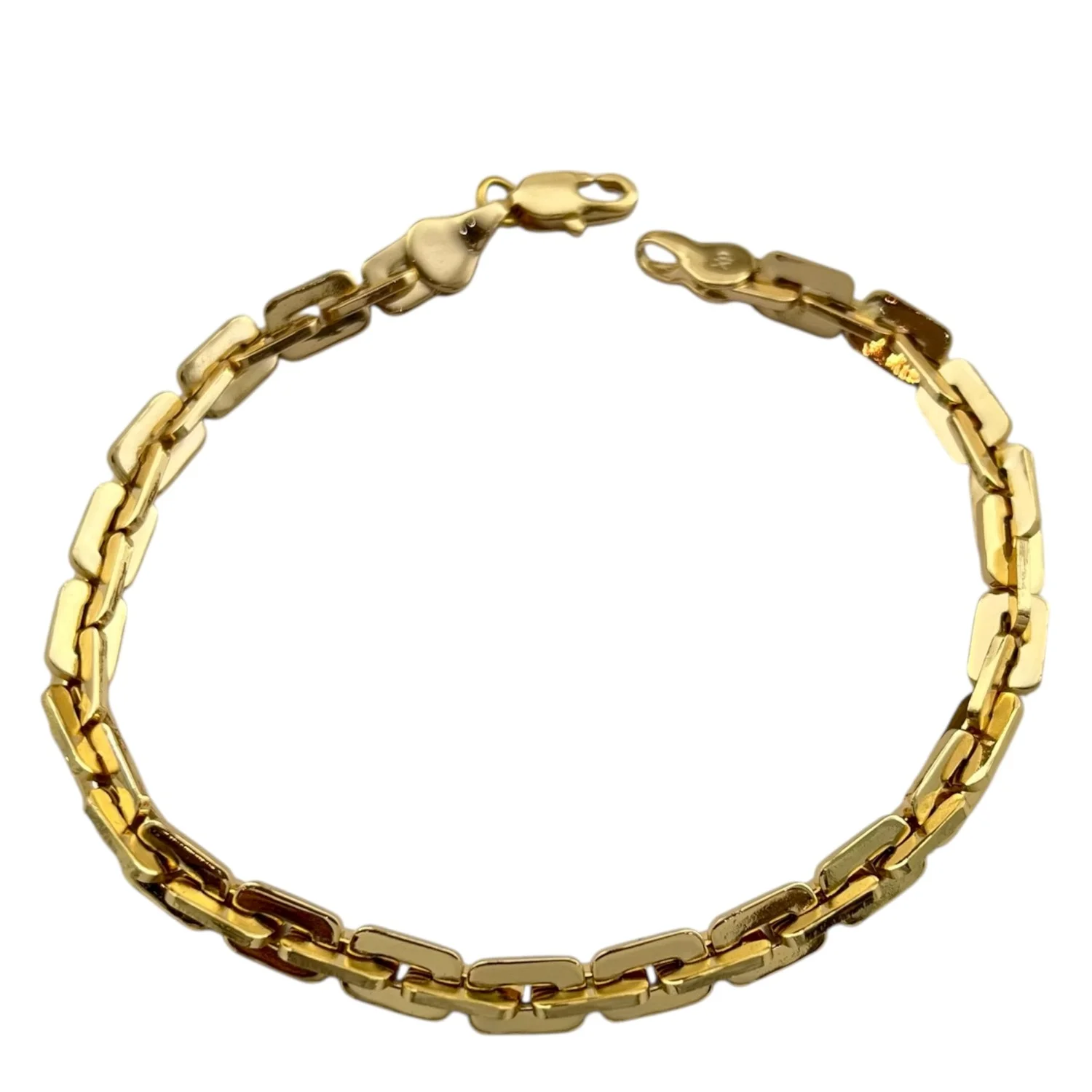 دستبند زنانه با طرح آجری و آبکاری طلایی