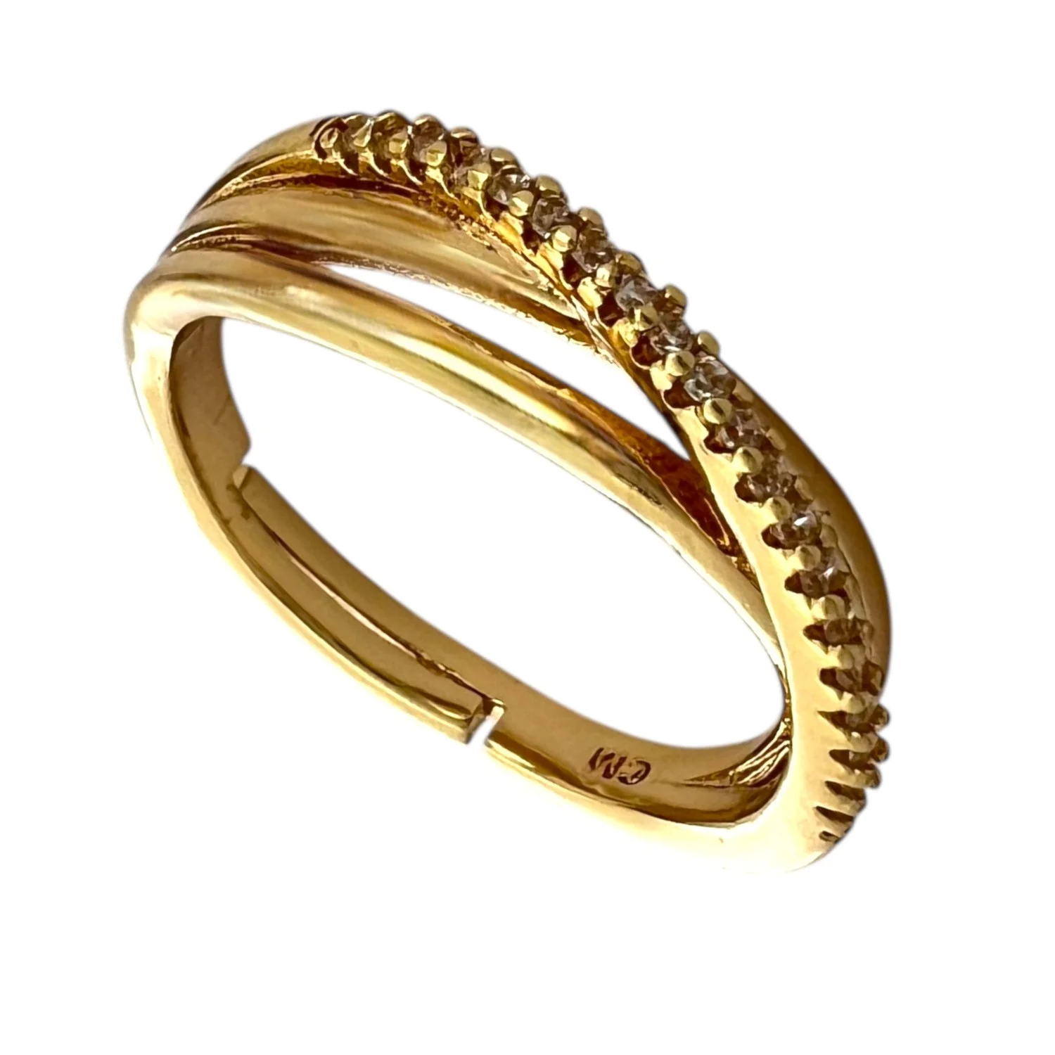 انگشتر زنانه با طرح حلقه درخشان نگین دار