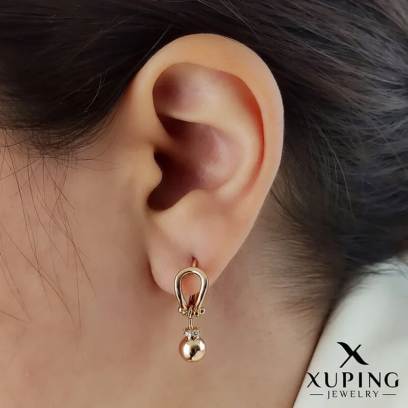 گوشواره حلقه ای آویز گوی نگین دار ژوپینگ، ظرافت در اوج سادگی