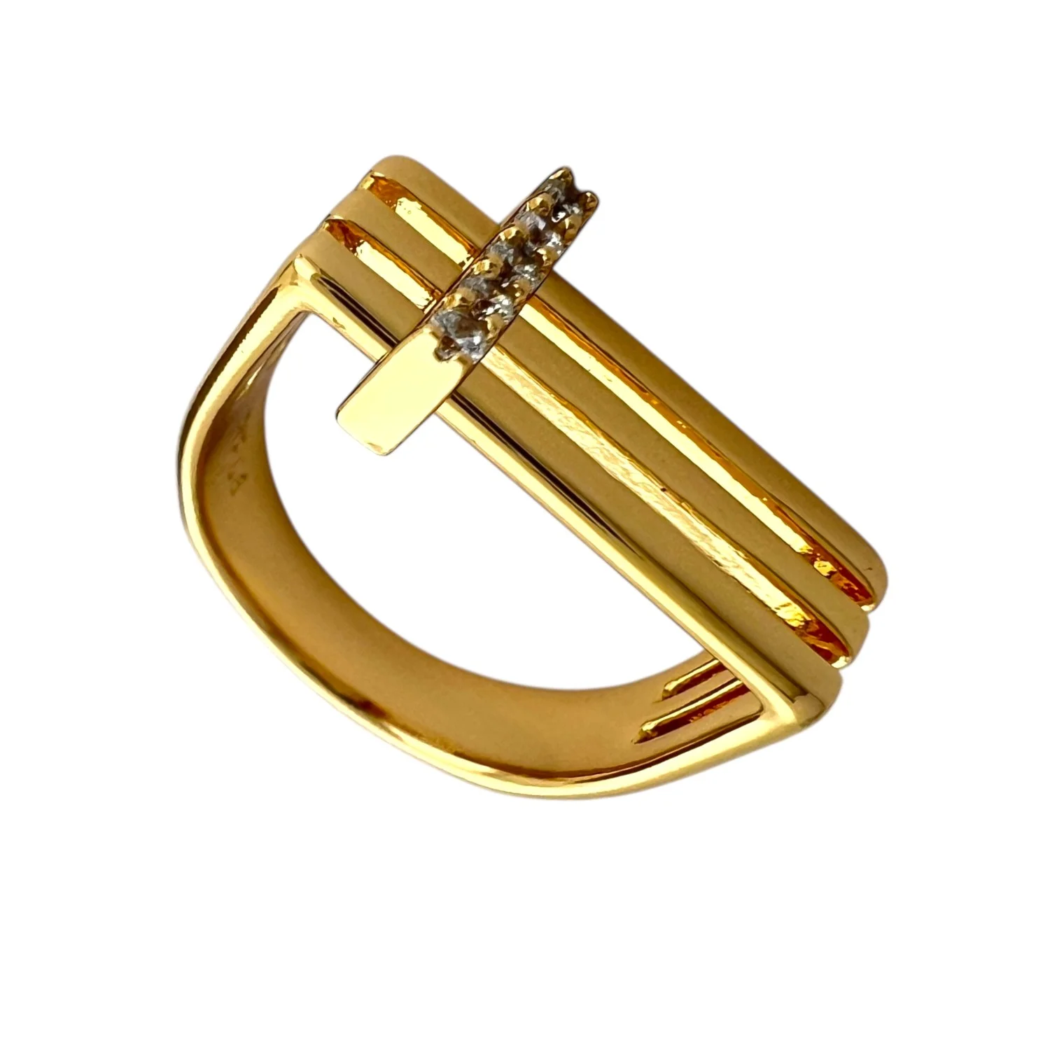 انگشتر زنانه با طرح خطی و نگین‌های ظریف ژوپینگ