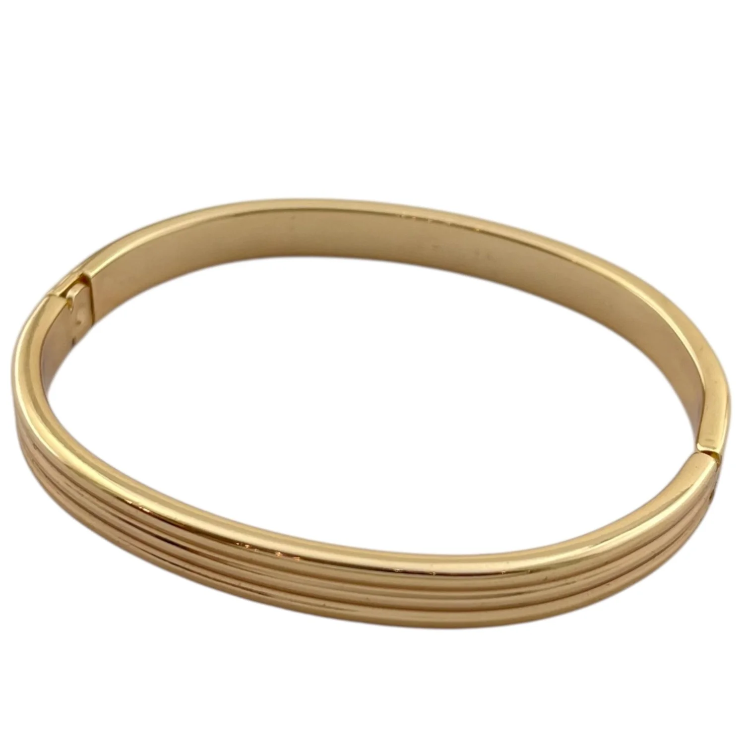 دستبند النگویی زنانه با طرح شیاردار و روکش طلایی