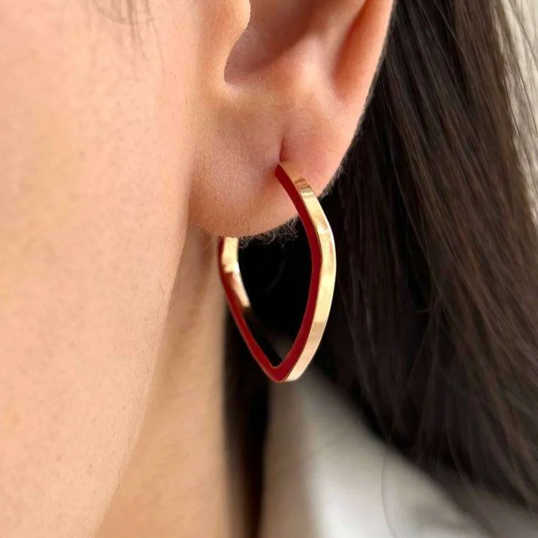 گوشواره زنانه طرح مربع قرمز ژوپینگ، شیک و خاص