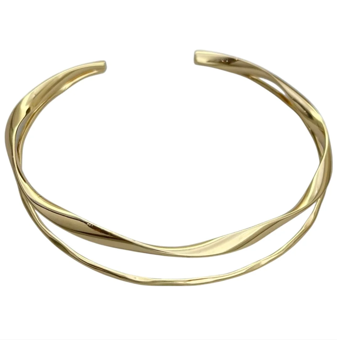 دستبند بنگل زنانه مدل ولوئورا طرح موج طلایی مینیمال