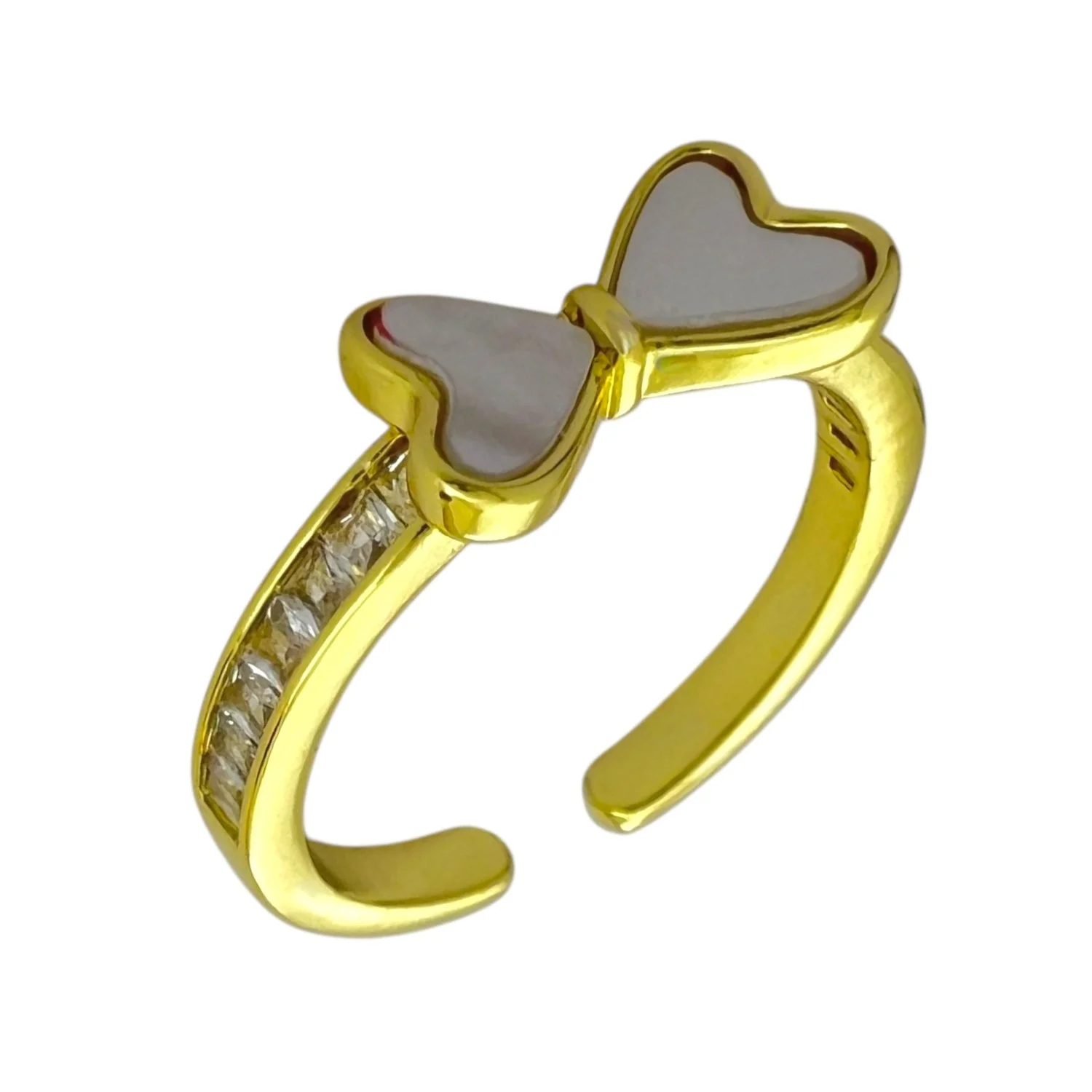 انگشتر زنانه با طرح پاپیون ظریف و نگین‌های درخشان