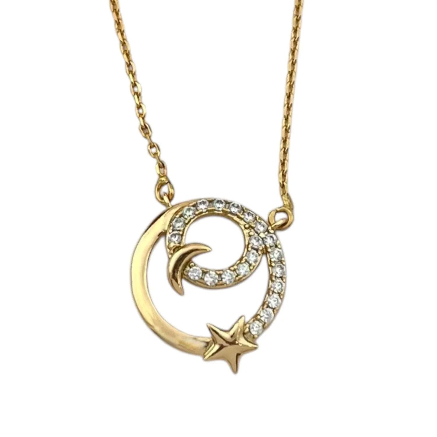 گردنبند زنانه طرح دایره ماه ستاره، درخشش آسمانی شما!