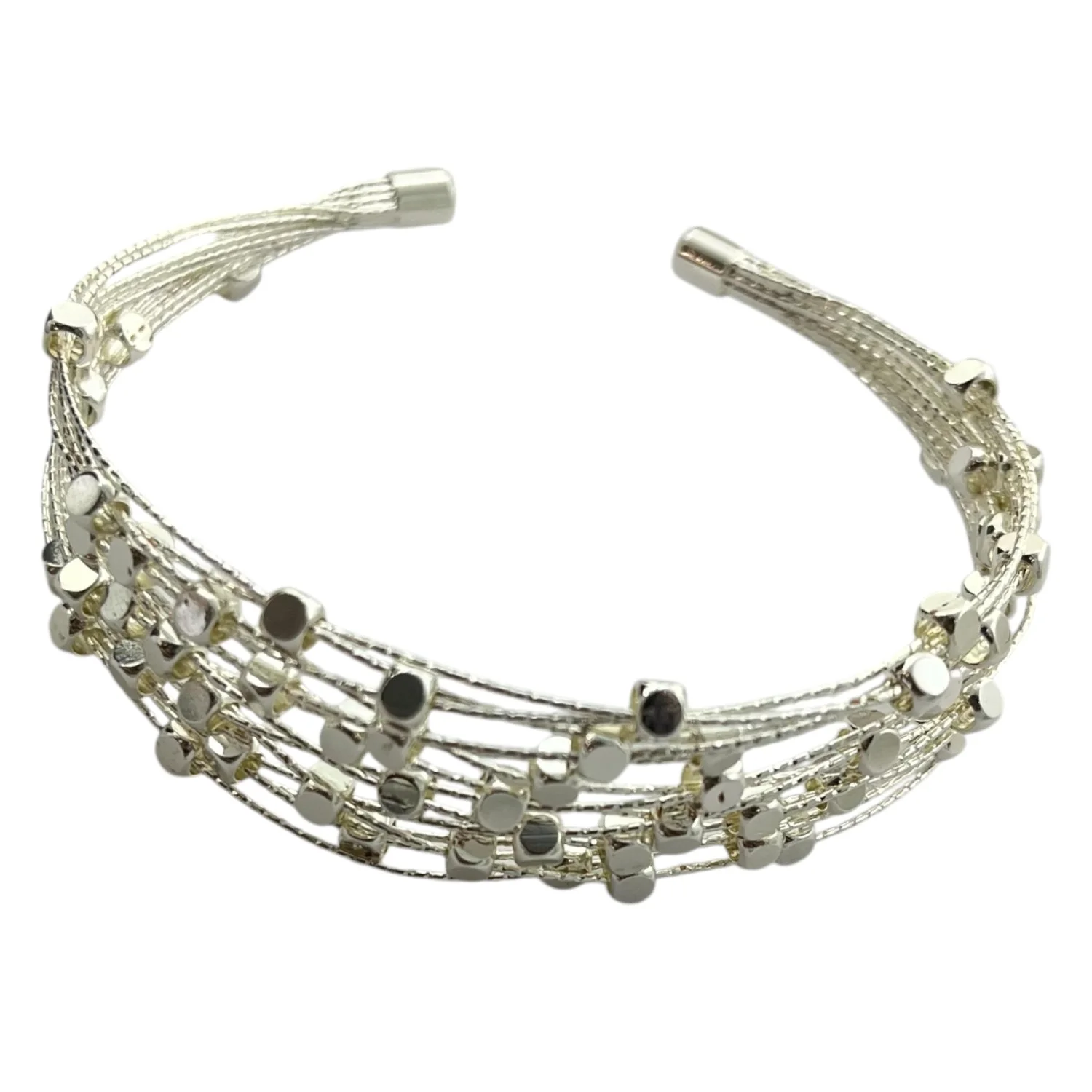 دستبند زنانه بنگل با طراحی توپی مربعی شیک و مدرن