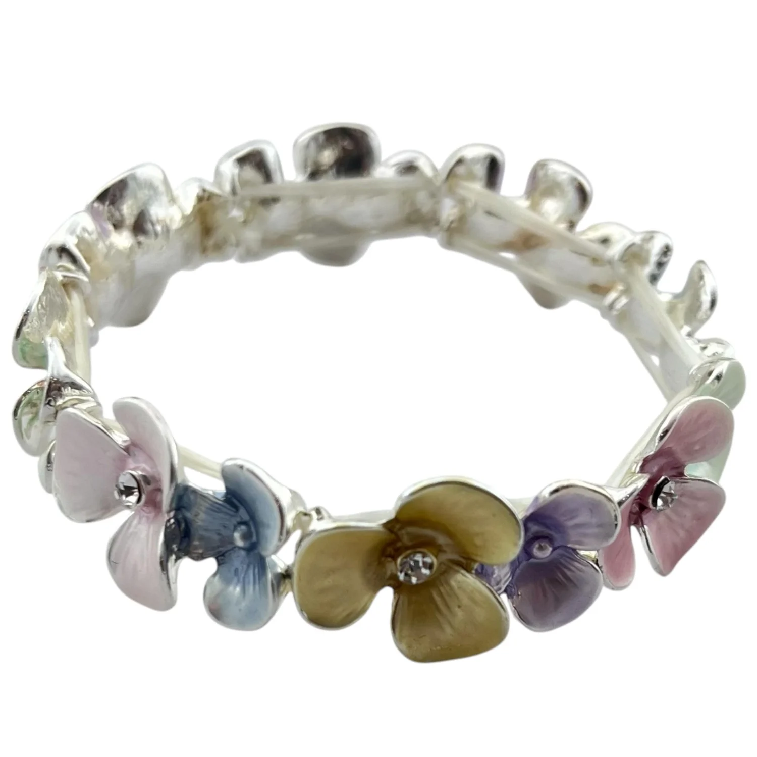 دستبند زنانه بنگل با طرح گلهای میناکاری شده