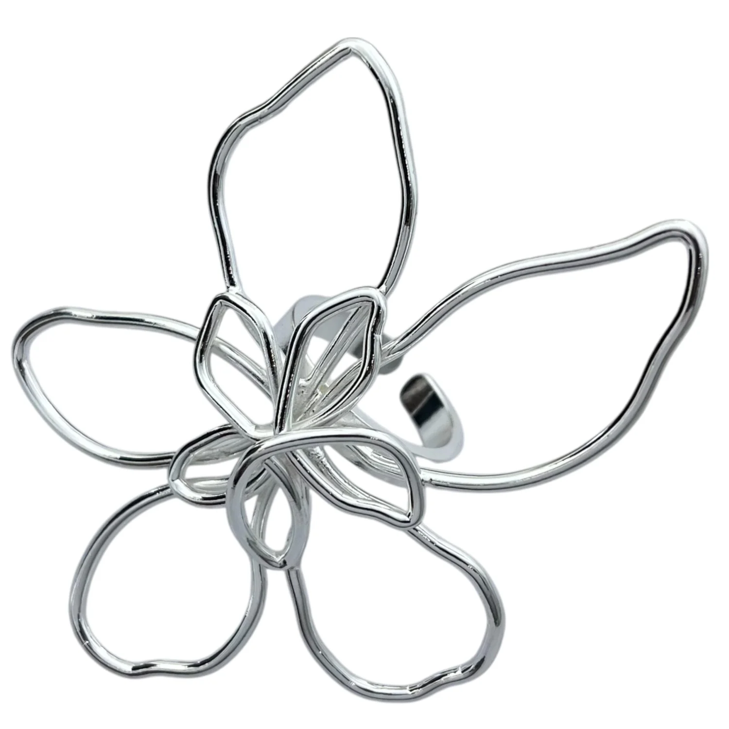 انگشتر زنانه طرح گل مینیمال با روکش نقره