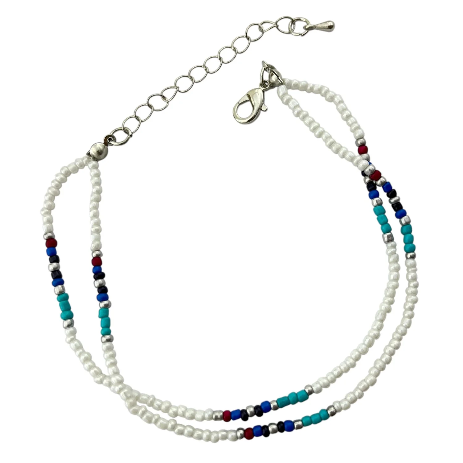 پابند زنانه ظریف با طرح مروارید و مهره های رنگی زیبا