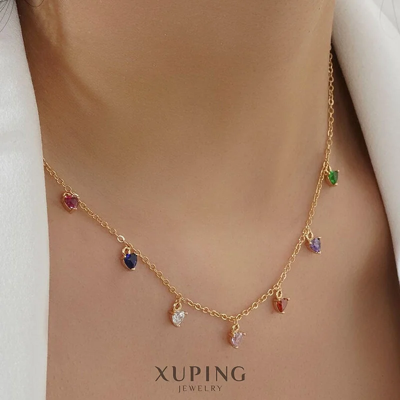 گردنبند قلب آویز مولتی کالر با روکش طلا ژوپینگ