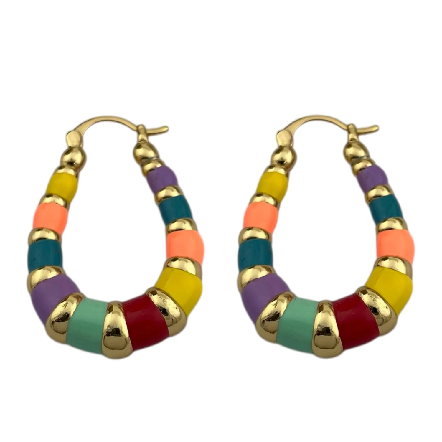 گوشواره میناکاری طرح بیضی، رنگین کمانی از زیبایی