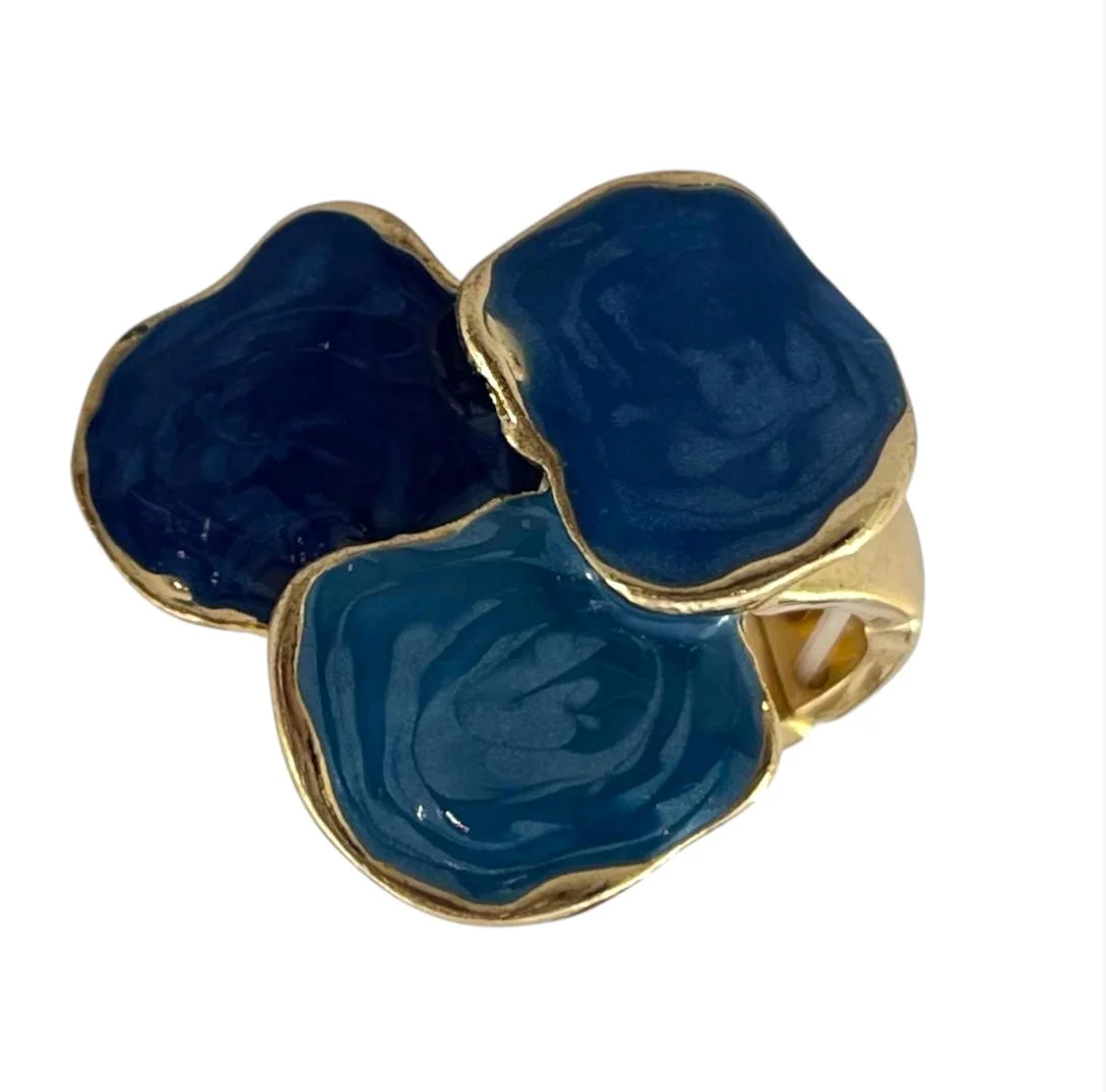 انگشتر زنانه طرح گل میناکاری کاشی