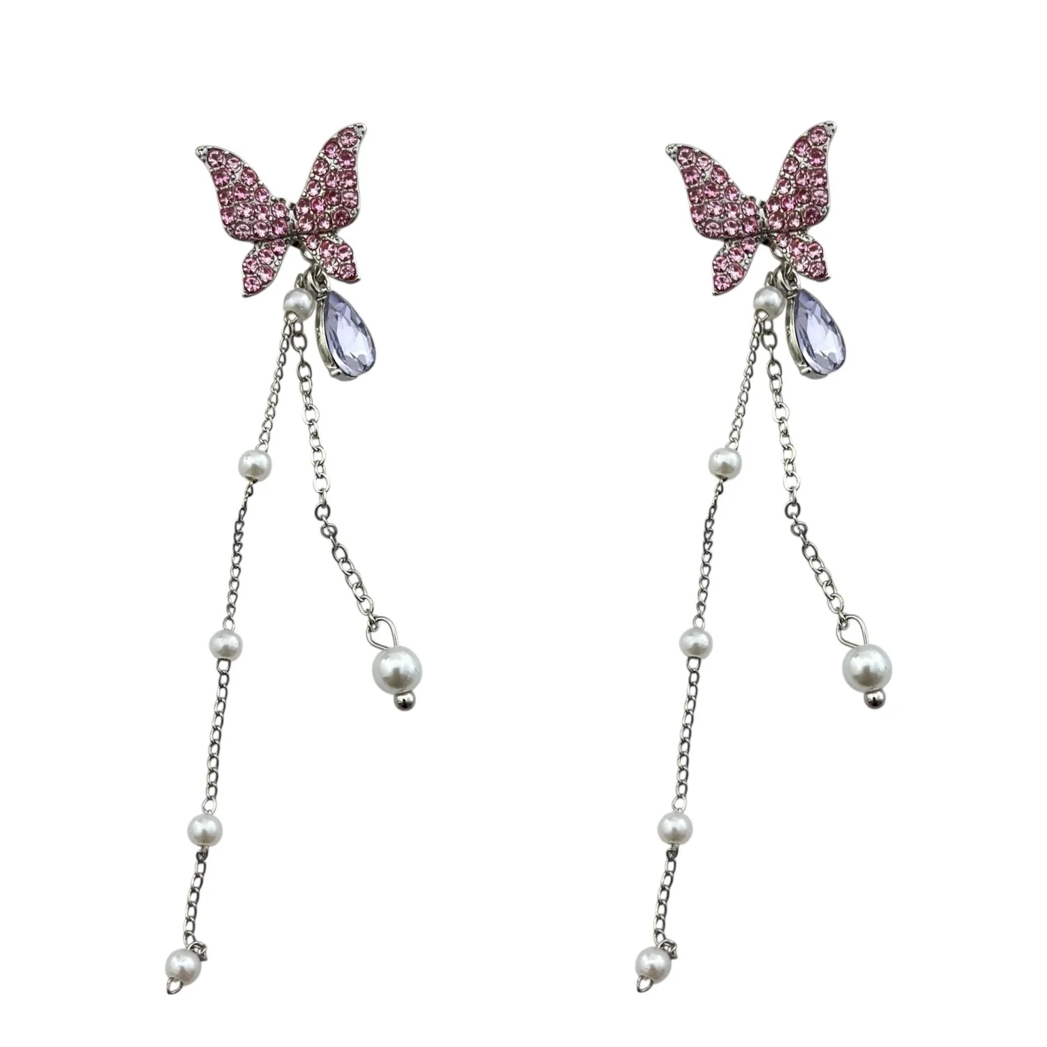 گوشواره آویز زنانه طرح پروانه نگین‌دار شیک