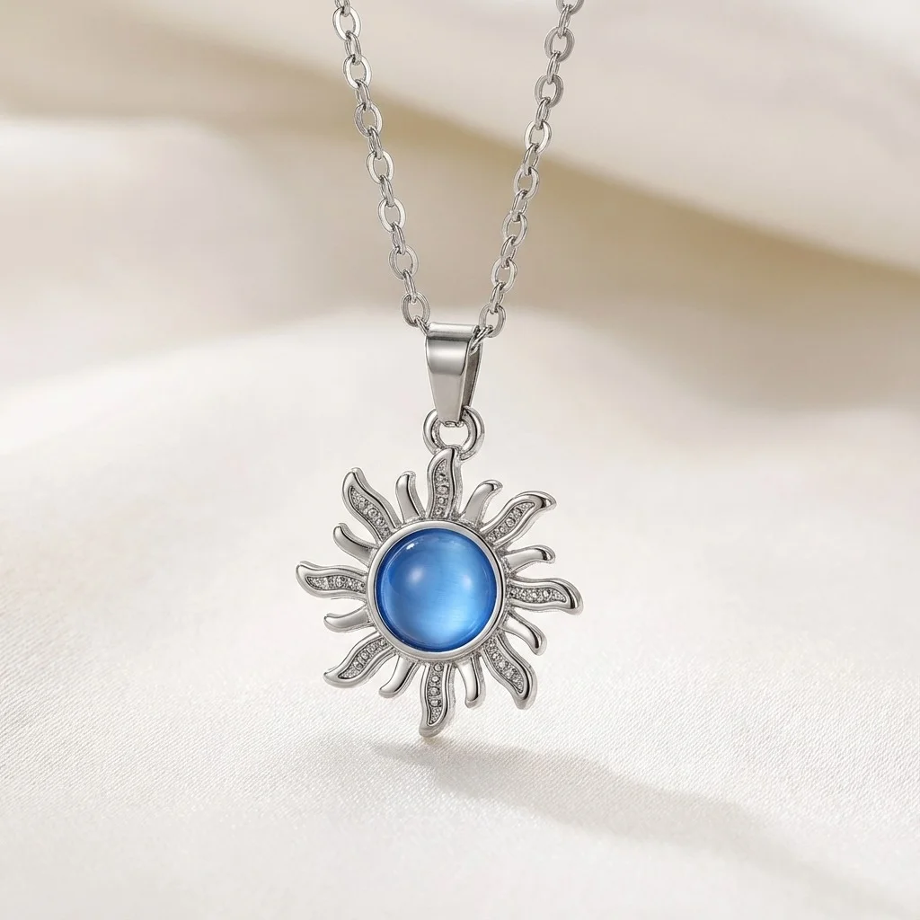 گردنبند فانتزی استیل طرح الهه آفتاب
