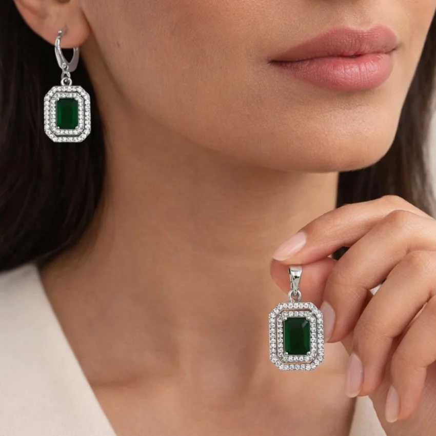 نیمست زنانه مدل امرالد آمور طرح زمرد نگیندار