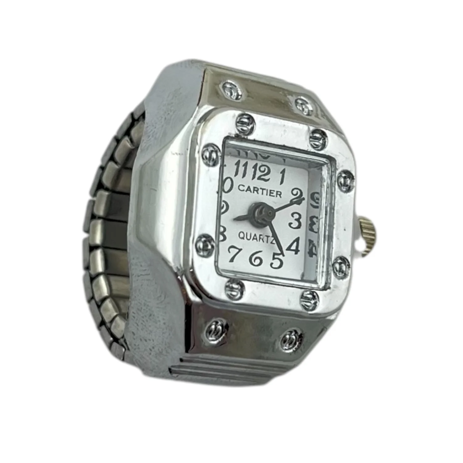 انگشتر طرح ساعت با صفحه مربعی