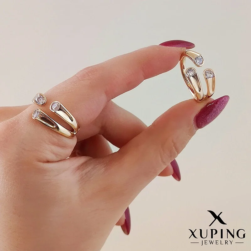 انگشتر مینیمال طرح بامبو با نگین ژوپینگ Xuping