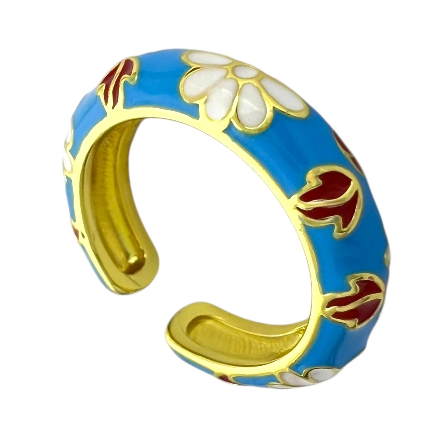 انگشتر زنانه با طرح میناکاری رنگی، جلوه‌ای از هنر و زیبایی