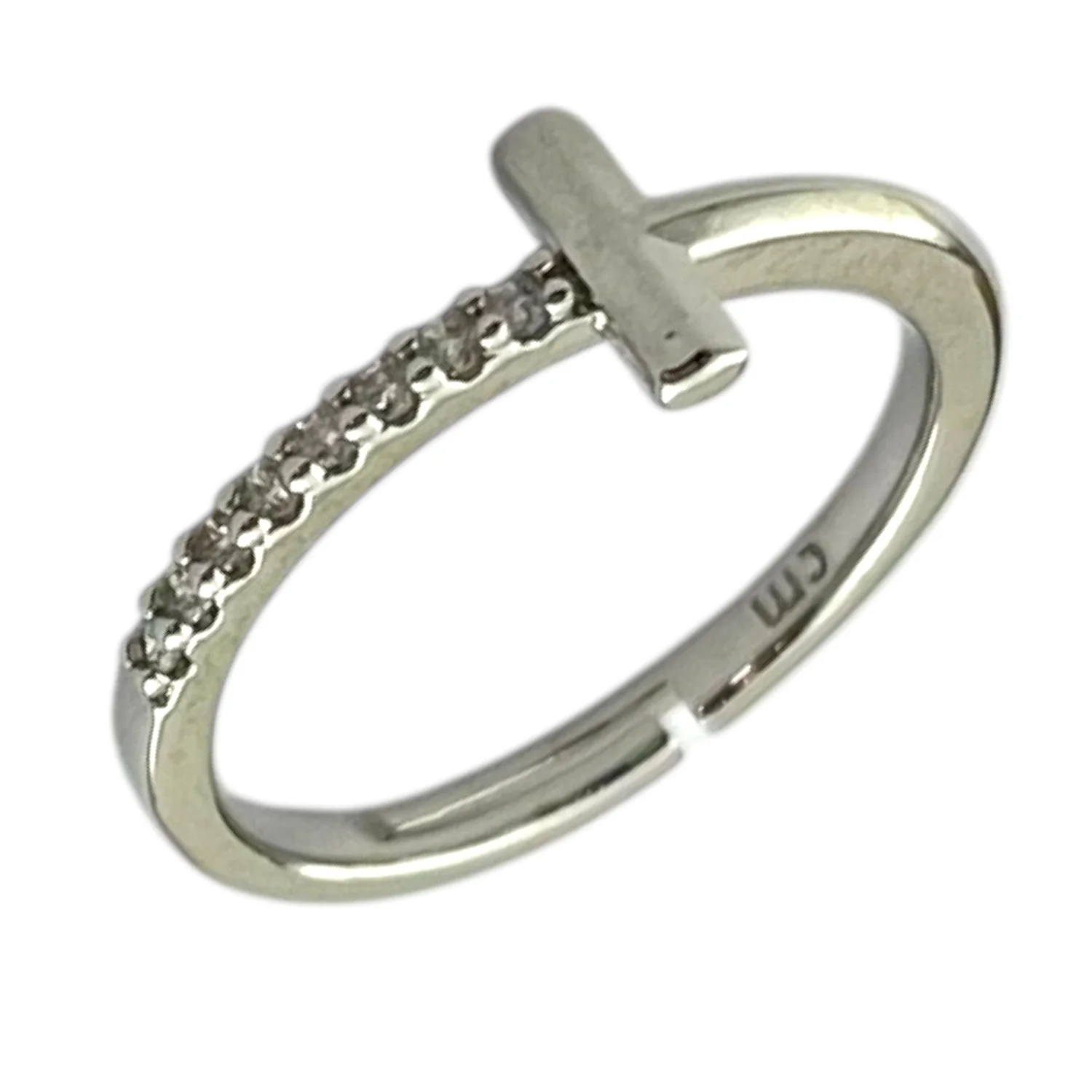 انگشتر زنانه طرح تی با نگین