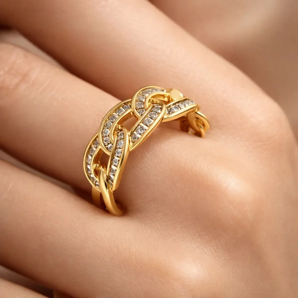 انگشتر زنانه ژوپینگ مدل پیوند باشکوه با نگین باگتی