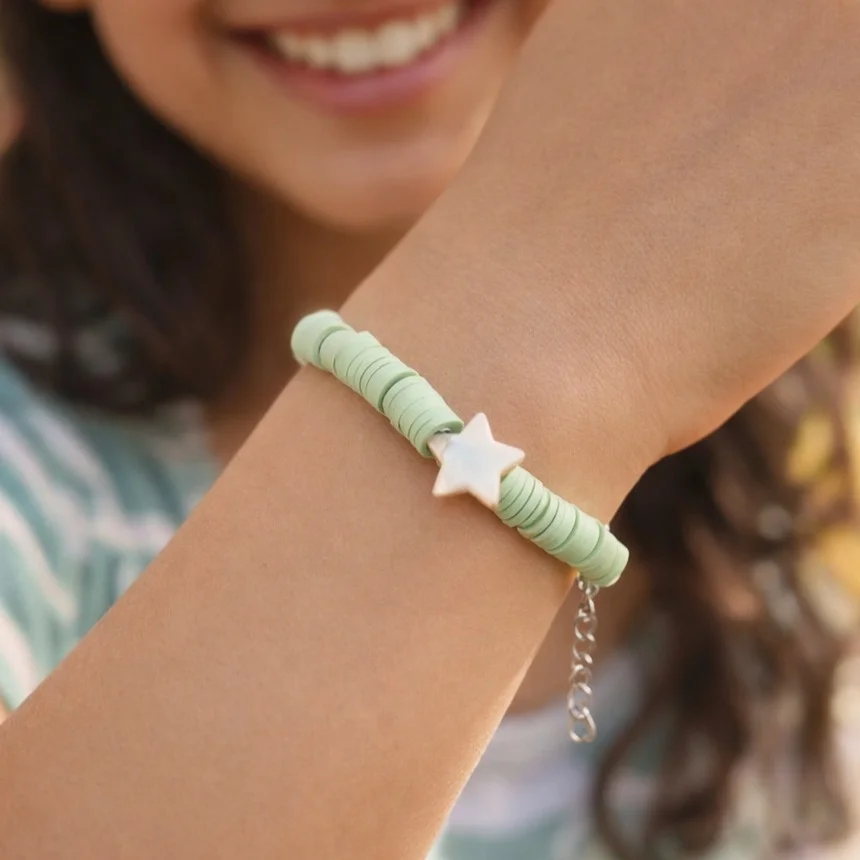 دستبند دخترانه فانتزی مدل صدفی طرح شبنمِ ستاره