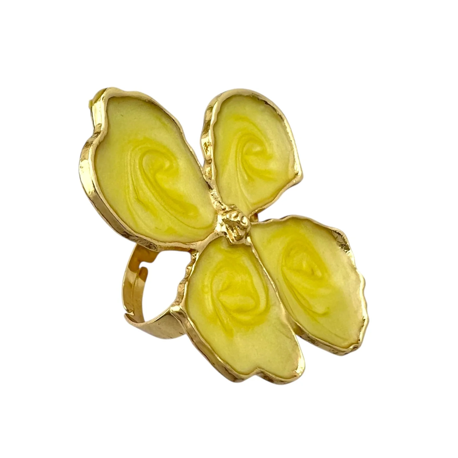 انگشتر زنانه با طرح گل آفتابگردان درخشان و رنگ زرد