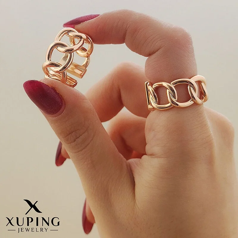 انگشتر کارتیر پهن بی‌نگین ژوپینگ، جلوه‌ای از ظرافت و درخشش Xuping