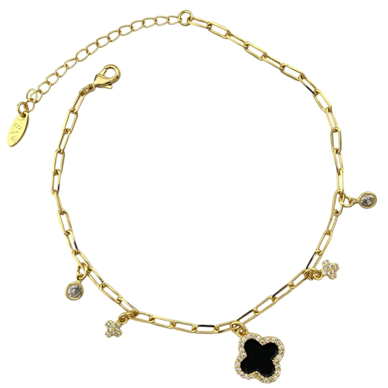 پابند زنانه طرح ونکلیف با آویزهای ظریف و زنجیر طلایی