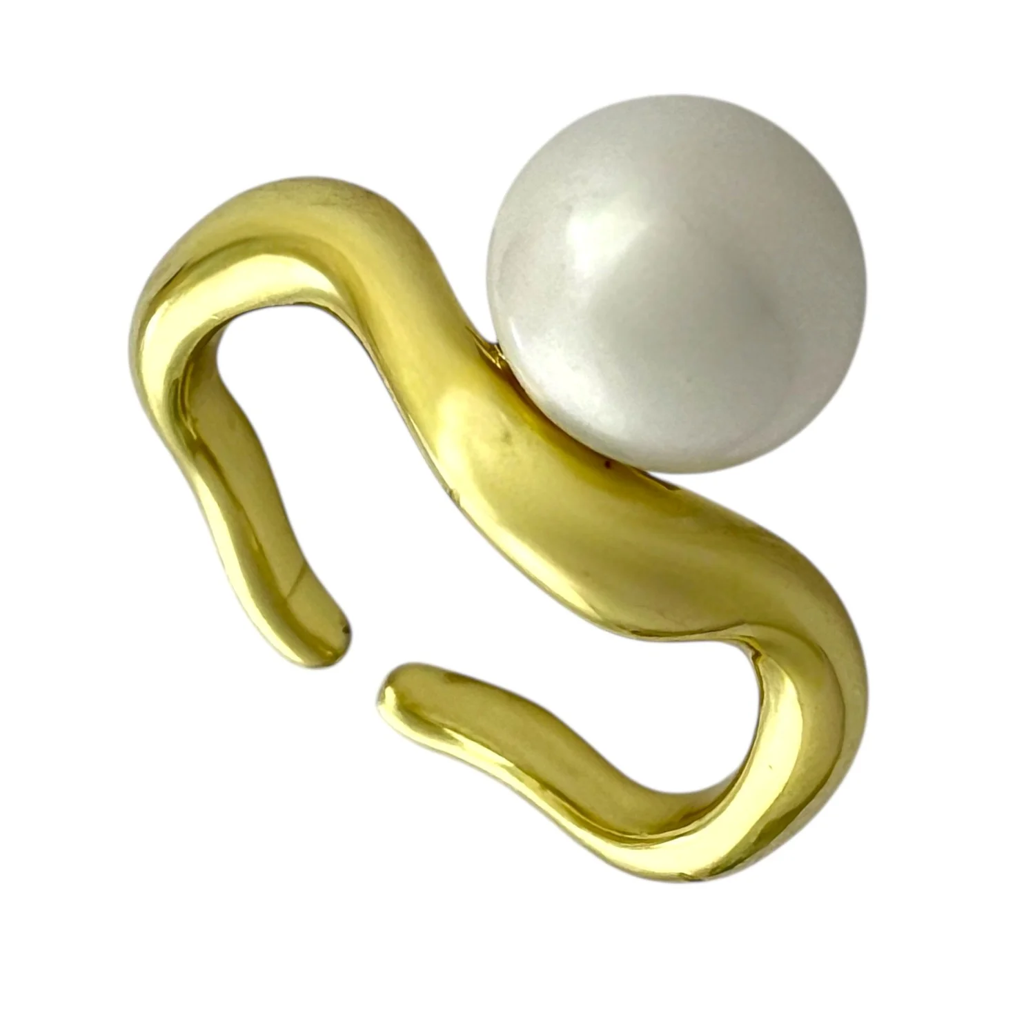 انگشتر زنانه مدل مروارید با طراحی خاص و رنگ طلایی